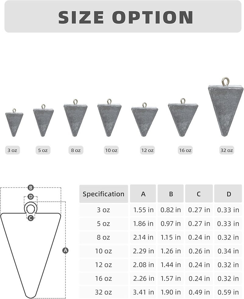 BLUEWING Pyramid Sinkers Lead Fishing Weights 1oz,2oz,3oz,5oz,8oz,10oz,12oz,16oz,32oz for Saltwater - Image 5